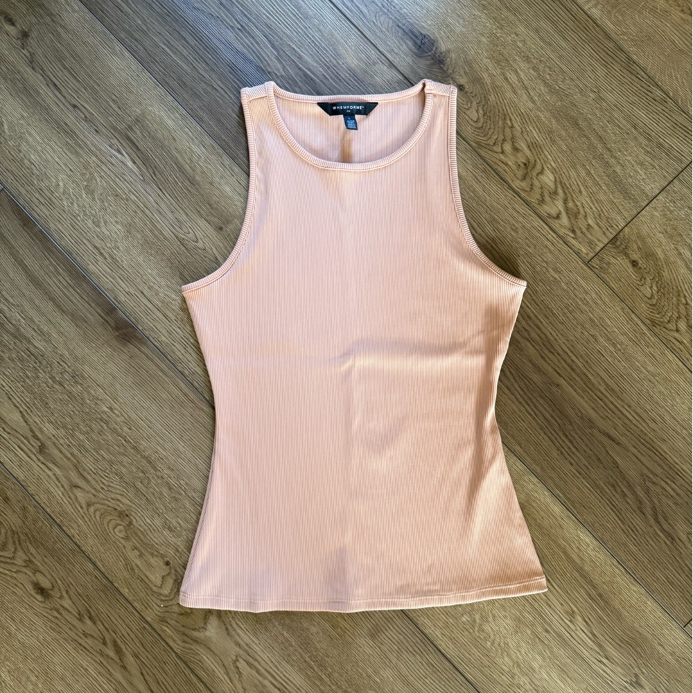 White House Black Market Peach Ribbed Tank L